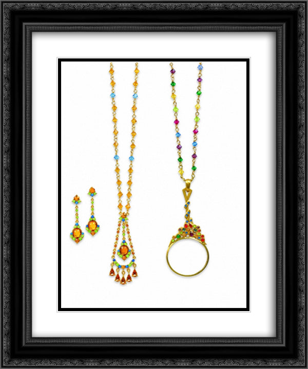 Earrings, necklaces 20x24 Black Ornate Wood Framed Art Print Poster with Double Matting by Tiffany, Louis Comfort