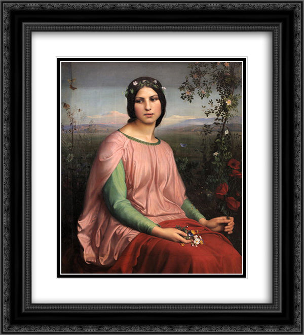 Flower of the Fields 20x22 Black Ornate Wood Framed Art Print Poster with Double Matting by Janmot, Anne Francois Louis