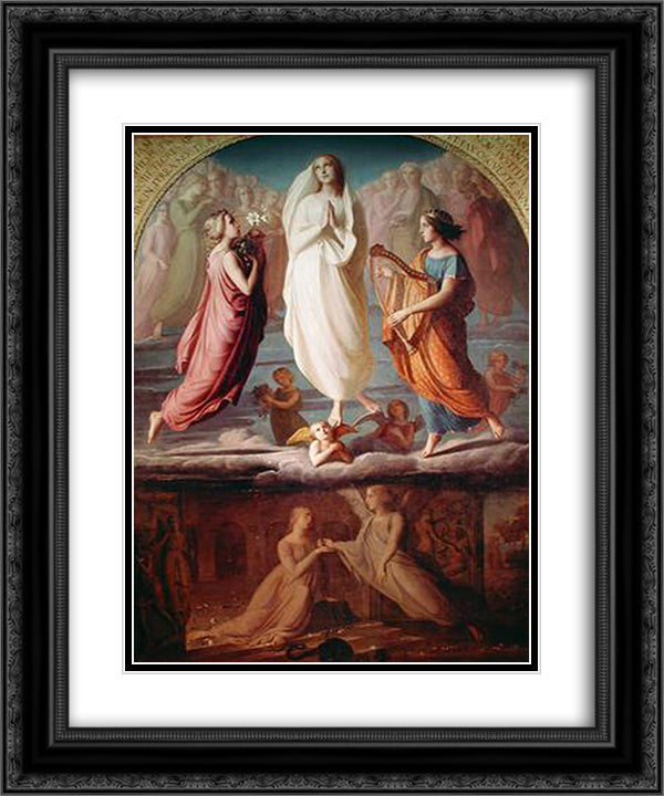 L'assomption de la Vierge 20x24 Black Ornate Wood Framed Art Print Poster with Double Matting by Janmot, Anne Francois Louis
