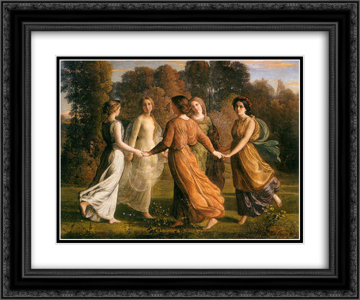 Poeme de l'ame 13 Rayons de soleil 24x20 Black Ornate Wood Framed Art Print Poster with Double Matting by Janmot, Anne Francois Louis