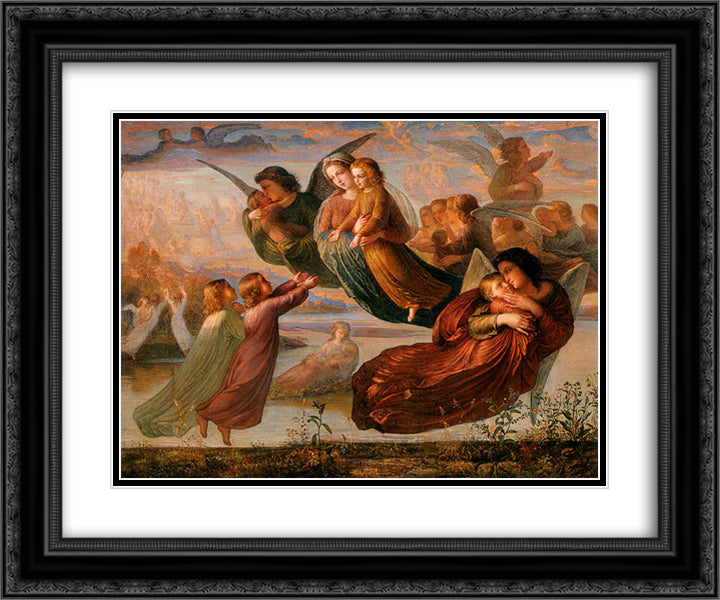Poeme de l'ame 5 Souvenir du ciel 24x20 Black Ornate Wood Framed Art Print Poster with Double Matting by Janmot, Anne Francois Louis