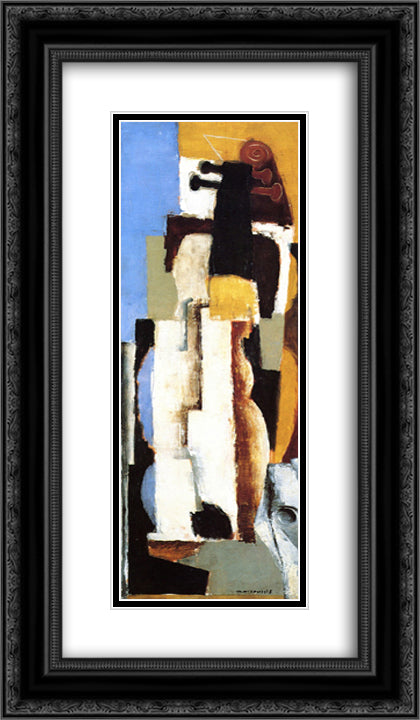 A Cello 14x24 Black Ornate Wood Framed Art Print Poster with Double Matting by Marcoussis, Louis