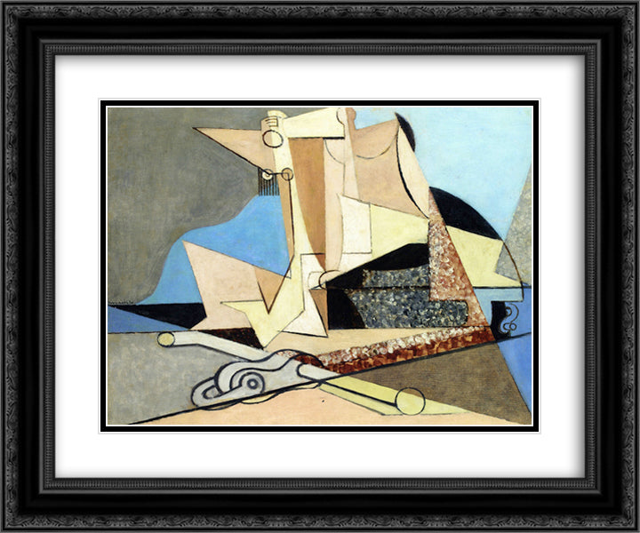 Figures and Marine Anchor 24x20 Black Ornate Wood Framed Art Print Poster with Double Matting by Marcoussis, Louis