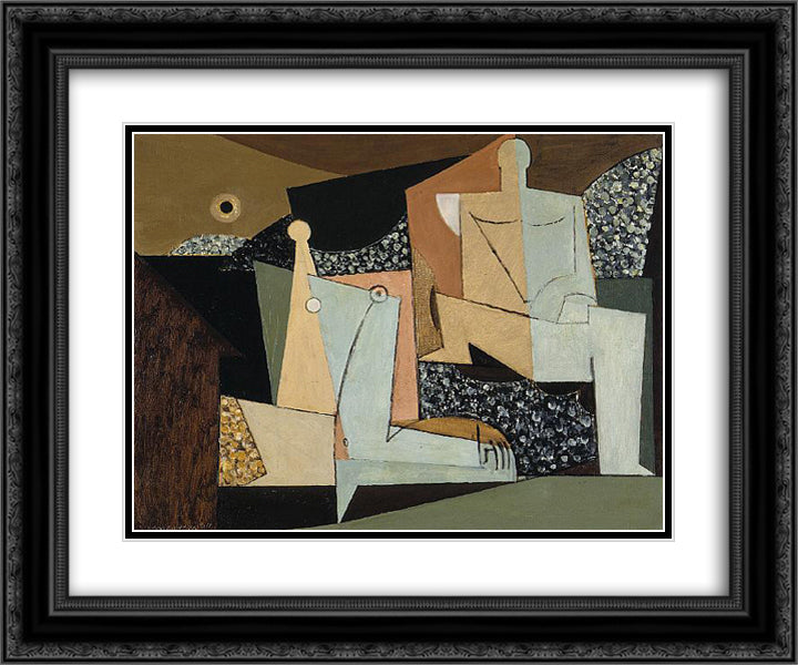 Figures on a Beach 24x20 Black Ornate Wood Framed Art Print Poster with Double Matting by Marcoussis, Louis