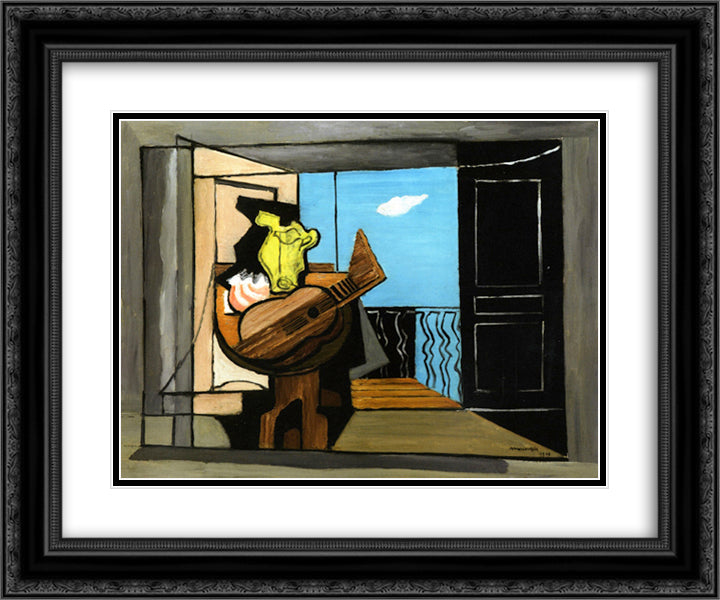 Interior with Balcony 24x20 Black Ornate Wood Framed Art Print Poster with Double Matting by Marcoussis, Louis