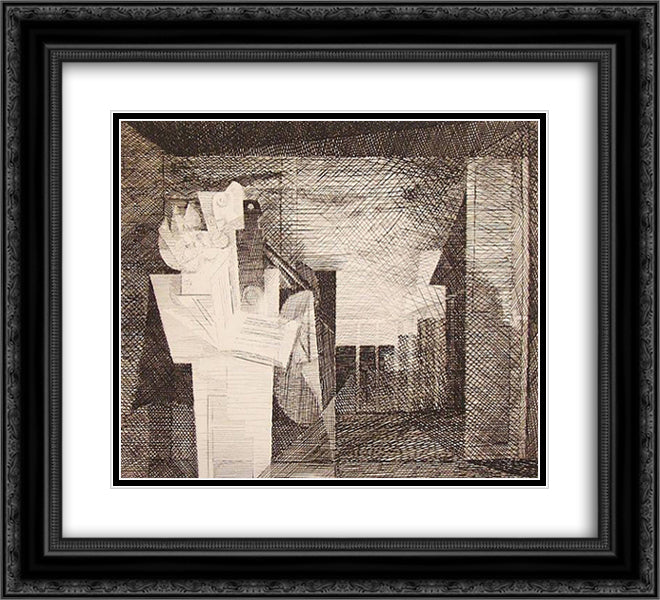 Planches de Salut 22x20 Black Ornate Wood Framed Art Print Poster with Double Matting by Marcoussis, Louis