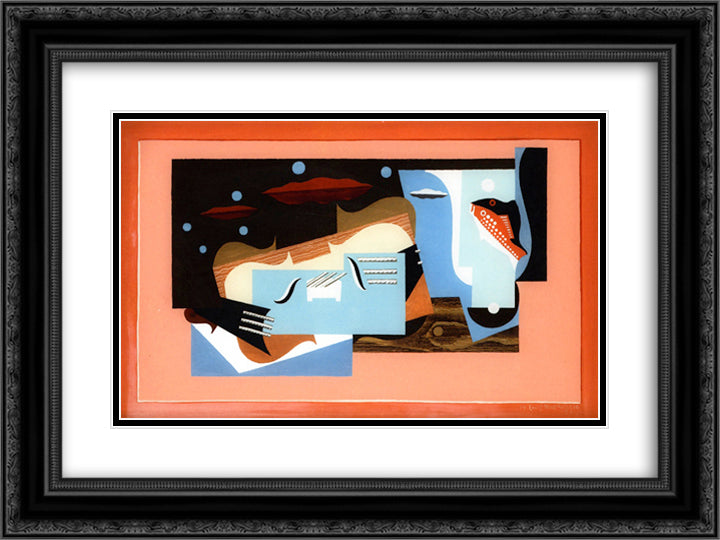 Still LIfe with Big Bear 24x18 Black Ornate Wood Framed Art Print Poster with Double Matting by Marcoussis, Louis