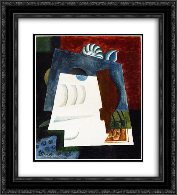 Still LIfe with Envelope 20x22 Black Ornate Wood Framed Art Print Poster with Double Matting by Marcoussis, Louis
