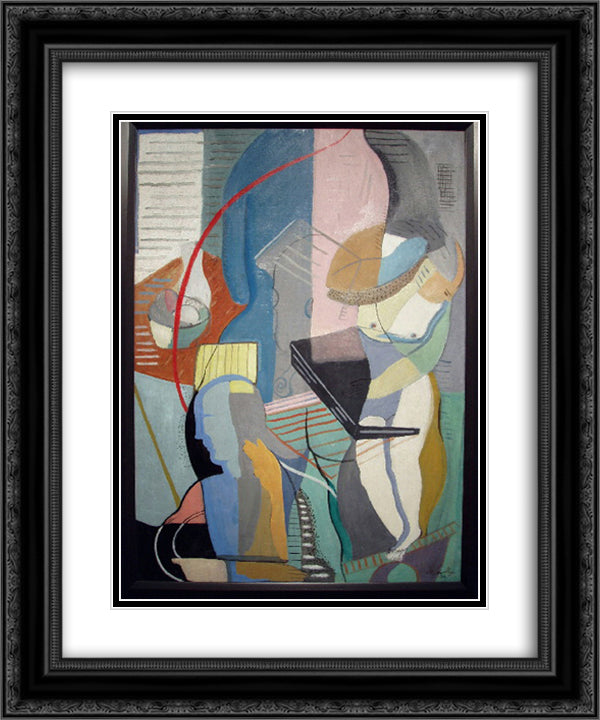 Abstract with Instruments 20x24 Black Ornate Wood Framed Art Print Poster with Double Matting by Schanker, Louis