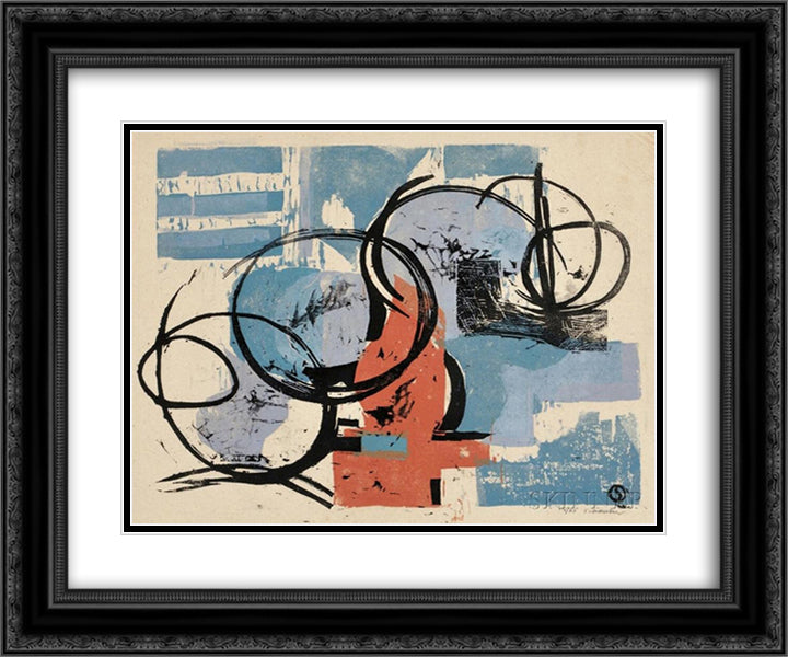 Circle Image 24x20 Black Ornate Wood Framed Art Print Poster with Double Matting by Schanker, Louis