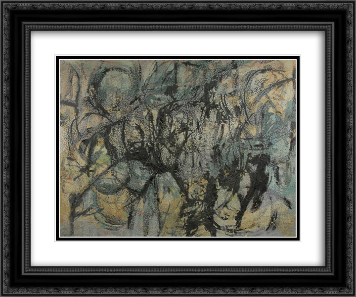 Green Forms 24x20 Black Ornate Wood Framed Art Print Poster with Double Matting by Schanker, Louis
