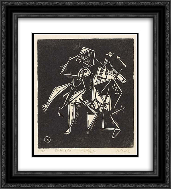 Polo 20x22 Black Ornate Wood Framed Art Print Poster with Double Matting by Schanker, Louis