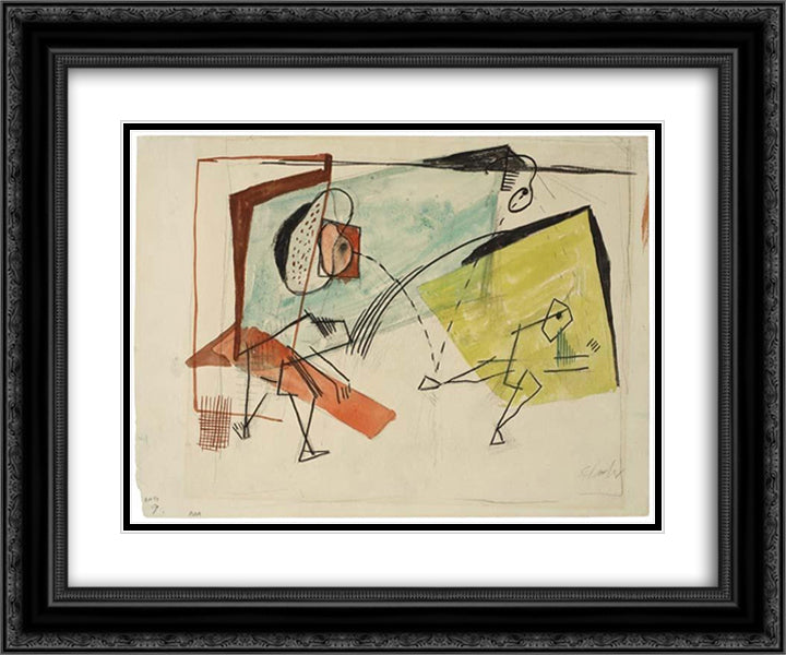 Wall Handball (study) 24x20 Black Ornate Wood Framed Art Print Poster with Double Matting by Schanker, Louis