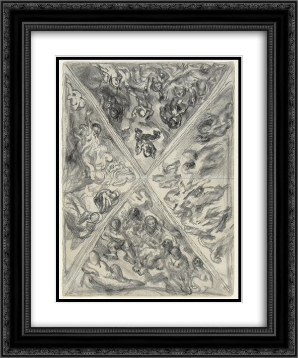 Le plafond 20x24 Black Ornate Wood Framed Art Print Poster with Double Matting by Soutter, Louis