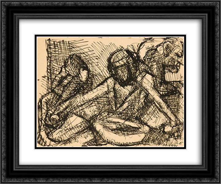 Le Savon 24x20 Black Ornate Wood Framed Art Print Poster with Double Matting by Soutter, Louis
