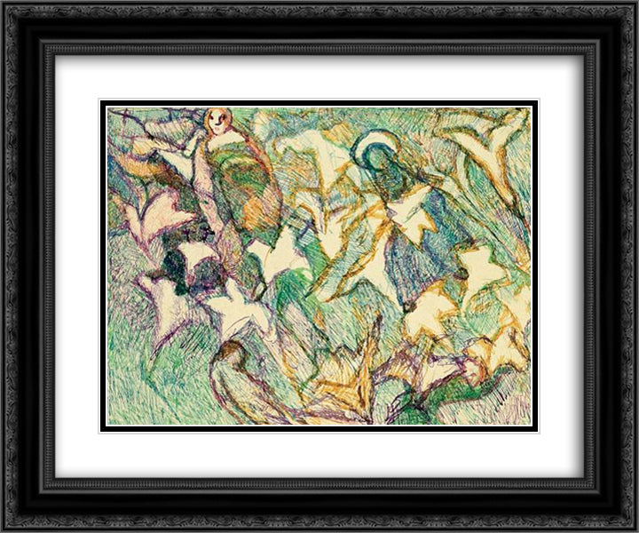 Les lys et les vierges folles 24x20 Black Ornate Wood Framed Art Print Poster with Double Matting by Soutter, Louis