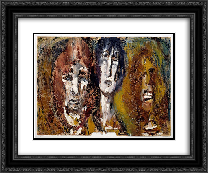Trois tetes tropiques 24x20 Black Ornate Wood Framed Art Print Poster with Double Matting by Soutter, Louis