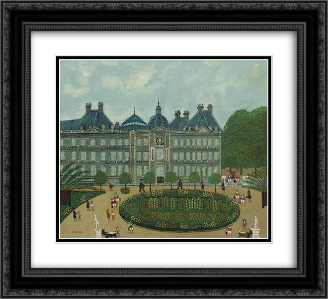 Le jardin du Luxembourg 22x20 Black Ornate Wood Framed Art Print Poster with Double Matting by Vivin, Louis
