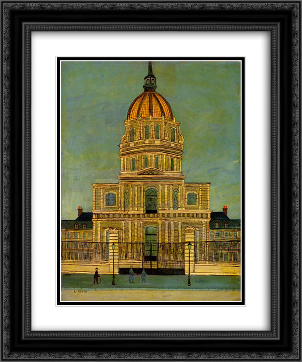 Les Invalides 20x24 Black Ornate Wood Framed Art Print Poster with Double Matting by Vivin, Louis