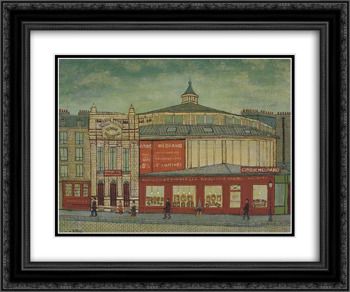 Paris, Montmartre Cirque Medrano 24x20 Black Ornate Wood Framed Art Print Poster with Double Matting by Vivin, Louis