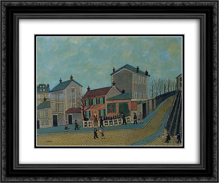 Paris Montmartre, Cabaret Lapin Agile 24x20 Black Ornate Wood Framed Art Print Poster with Double Matting by Vivin, Louis