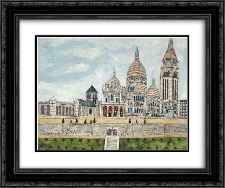 Sacre Coeur 24x20 Black Ornate Wood Framed Art Print Poster with Double Matting by Vivin, Louis