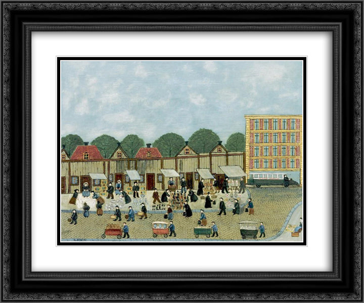 Street Market 24x20 Black Ornate Wood Framed Art Print Poster with Double Matting by Vivin, Louis