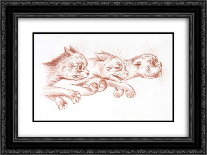 A MAD RUSH 24x18 Black Ornate Wood Framed Art Print Poster with Double Matting by Wain, Louis