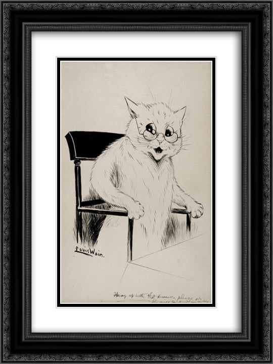 HURRY UP WITH THAT DINNER PLEASE OR THE MICE JOINT WILL RUN AWAY 18x24 Black Ornate Wood Framed Art Print Poster with Double Matting by Wain, Louis