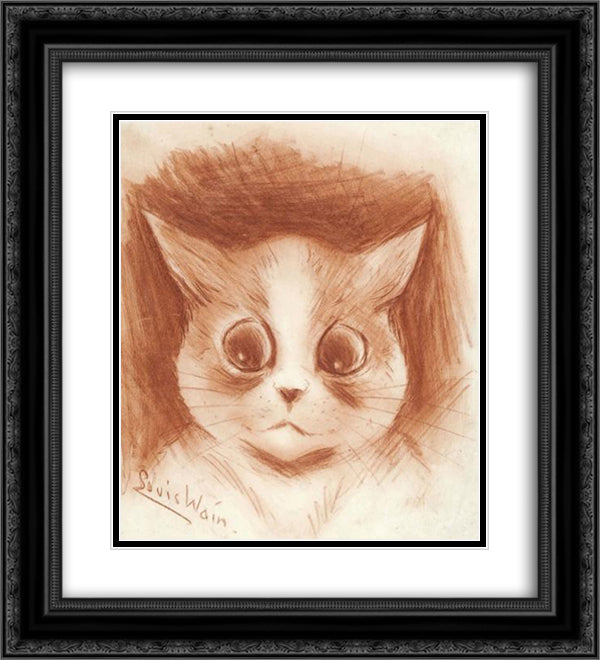 I WONDER 20x22 Black Ornate Wood Framed Art Print Poster with Double Matting by Wain, Louis