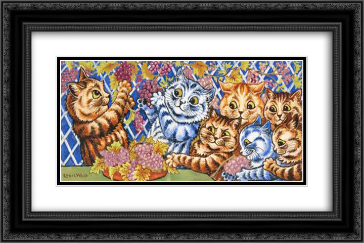 IN THE VINEYARD 24x16 Black Ornate Wood Framed Art Print Poster with Double Matting by Wain, Louis