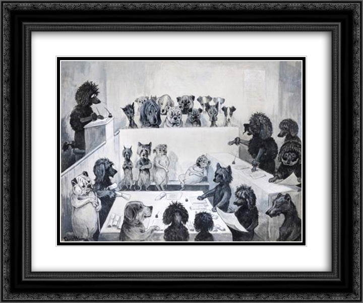 LAW IN ACTION 24x20 Black Ornate Wood Framed Art Print Poster with Double Matting by Wain, Louis