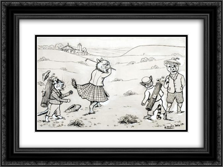 THE APPROACH 24x18 Black Ornate Wood Framed Art Print Poster with Double Matting by Wain, Louis