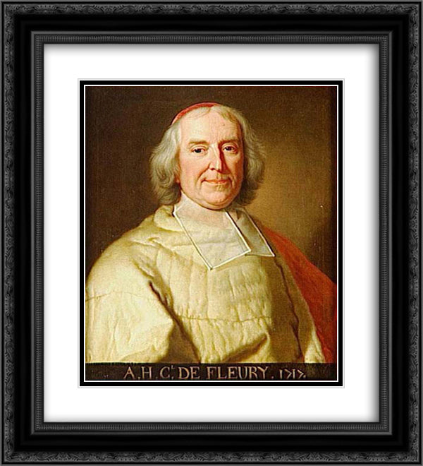 Andre Hercule de Fleury 20x22 Black Ornate Wood Framed Art Print Poster with Double Matting by Vigee Le Brun, Louise Elisabeth