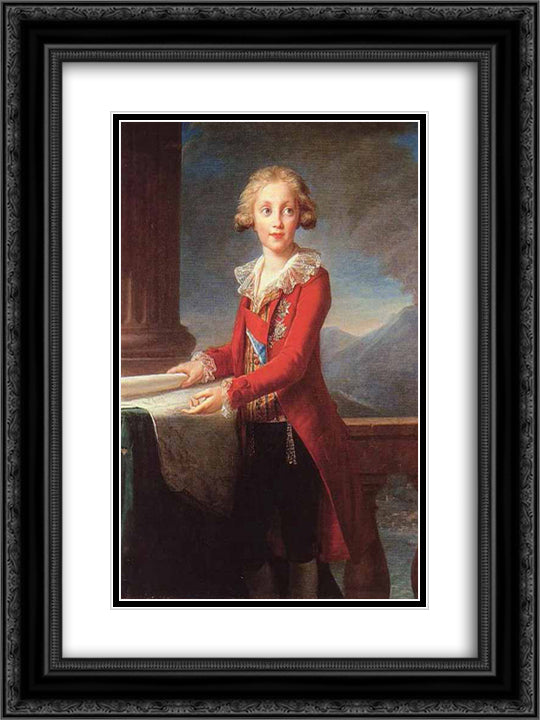 Francis I Bourbon 18x24 Black Ornate Wood Framed Art Print Poster with Double Matting by Vigee Le Brun, Louise Elisabeth