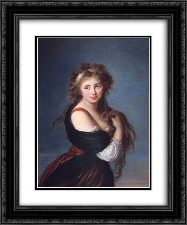 Hyacinthe-Gabrielle Roland 20x24 Black Ornate Wood Framed Art Print Poster with Double Matting by Vigee Le Brun, Louise Elisabeth