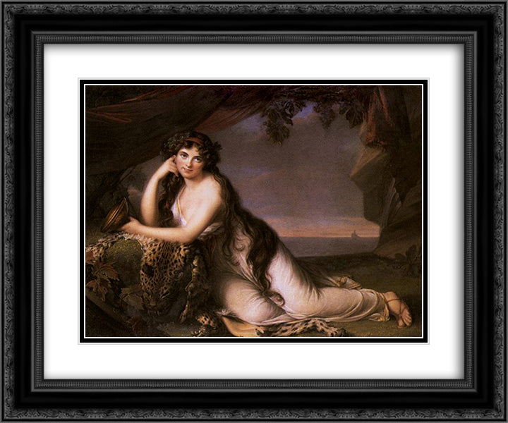 Lady Hamilton as Ariadne 24x20 Black Ornate Wood Framed Art Print Poster with Double Matting by Vigee Le Brun, Louise Elisabeth