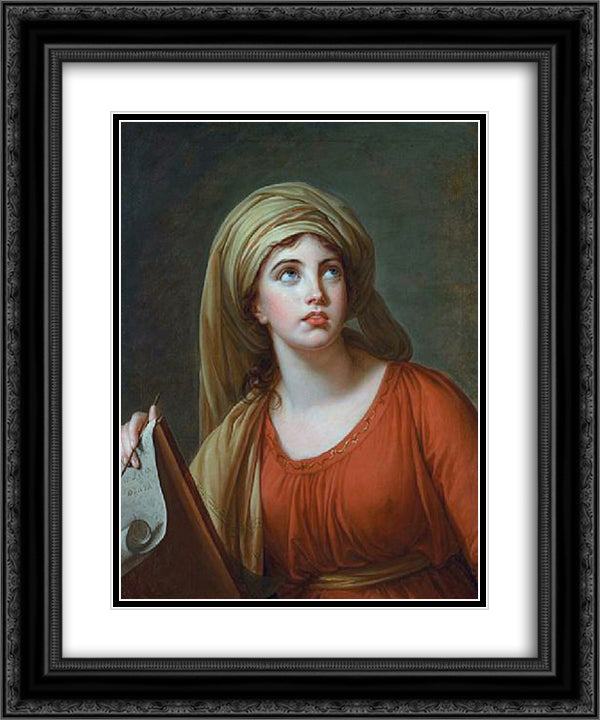Lady Hamilton as the Persian Sibyl 20x24 Black Ornate Wood Framed Art Print Poster with Double Matting by Vigee Le Brun, Louise Elisabeth