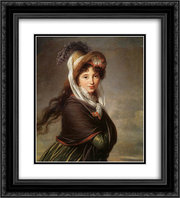 Portrait of a Young Woman 20x22 Black Ornate Wood Framed Art Print Poster with Double Matting by Vigee Le Brun, Louise Elisabeth