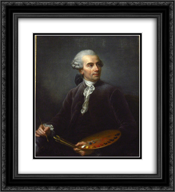Portrait of Joseph Vernet 20x22 Black Ornate Wood Framed Art Print Poster with Double Matting by Vigee Le Brun, Louise Elisabeth