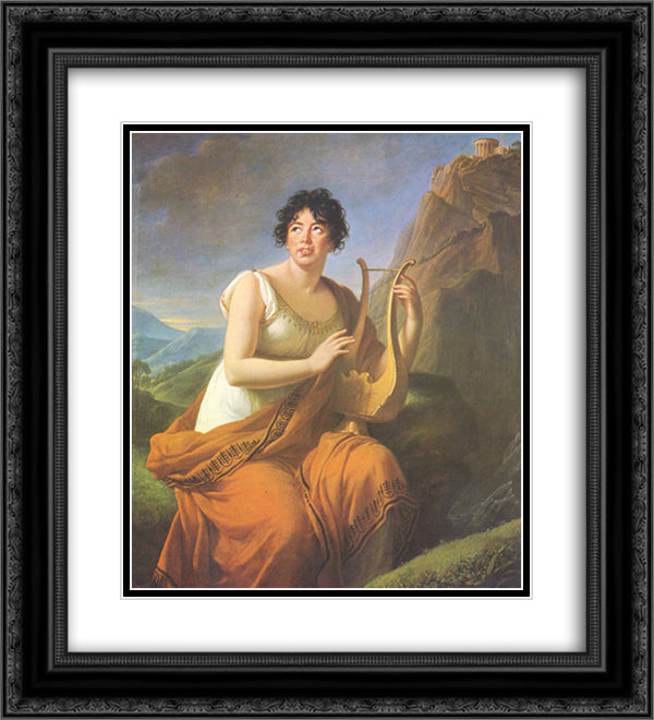 Portrait of Madame de Stael as Corinne 20x22 Black Ornate Wood Framed Art Print Poster with Double Matting by Vigee Le Brun, Louise Elisabeth
