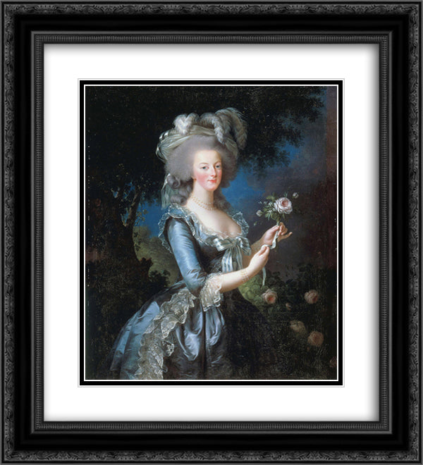 Queen Marie Antoinette of France 20x22 Black Ornate Wood Framed Art Print Poster with Double Matting by Vigee Le Brun, Louise Elisabeth
