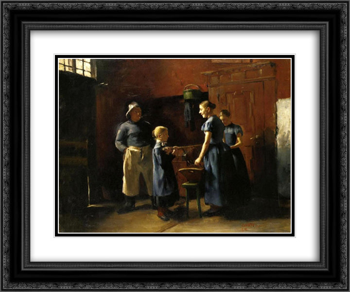 In the Fisherman's House 24x20 Black Ornate Wood Framed Art Print Poster with Double Matting by Corinth, Lovis