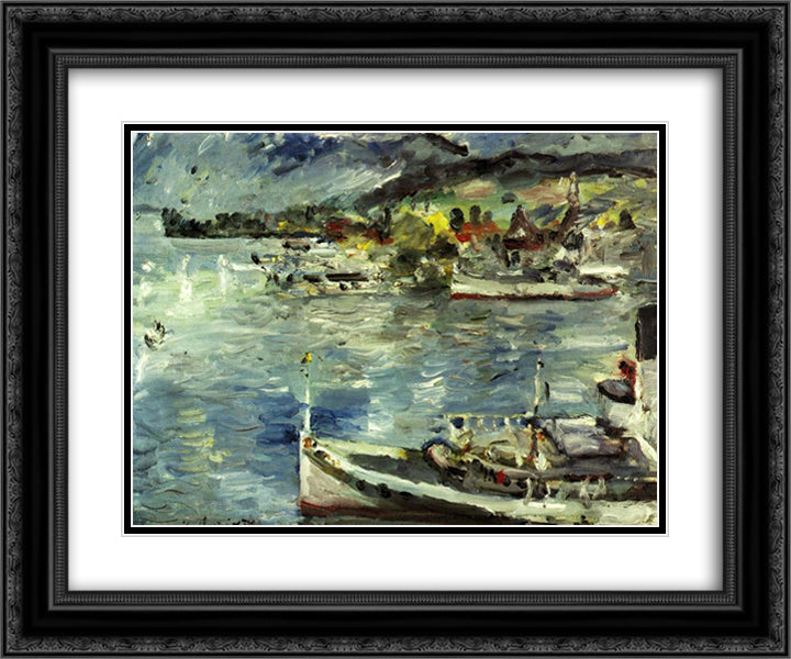 Lake Lucerne-Morning 24x20 Black Ornate Wood Framed Art Print Poster with Double Matting by Corinth, Lovis