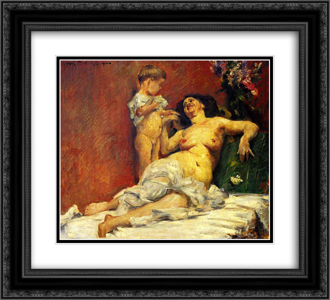 Mother and Child 22x20 Black Ornate Wood Framed Art Print Poster with Double Matting by Corinth, Lovis