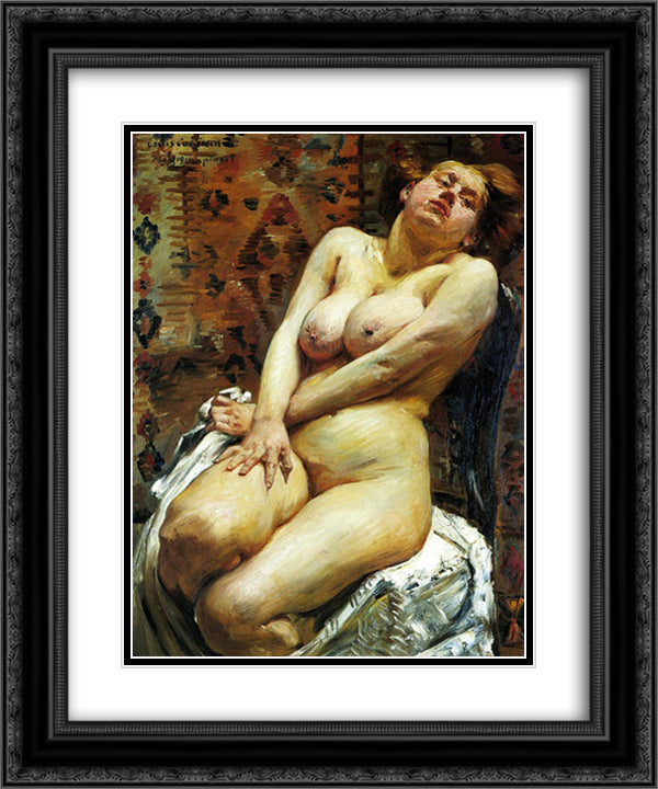 Nana-Female Nude 20x24 Black Ornate Wood Framed Art Print Poster with Double Matting by Corinth, Lovis