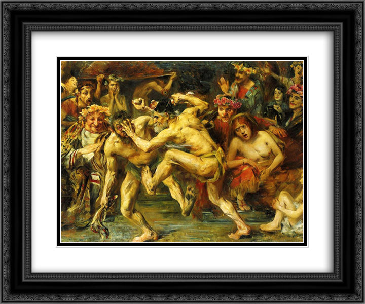 Odysseus Fighting with the Beggar 24x20 Black Ornate Wood Framed Art Print Poster with Double Matting by Corinth, Lovis