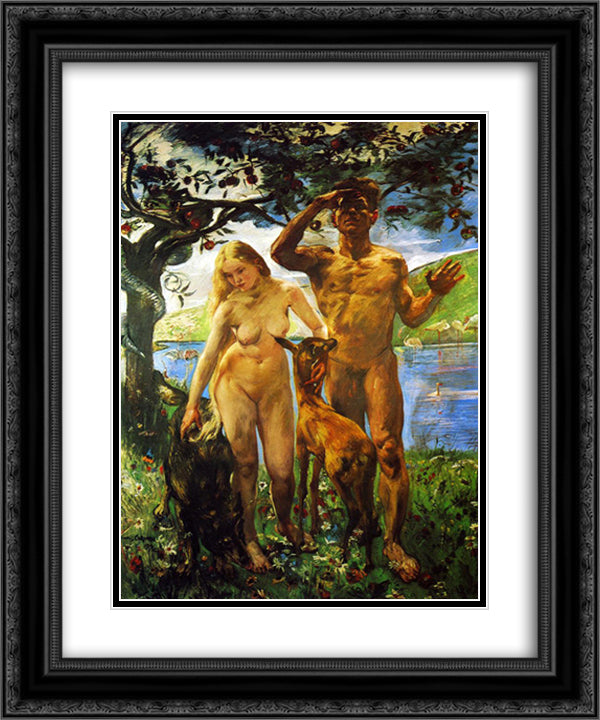 Paradise 20x24 Black Ornate Wood Framed Art Print Poster with Double Matting by Corinth, Lovis