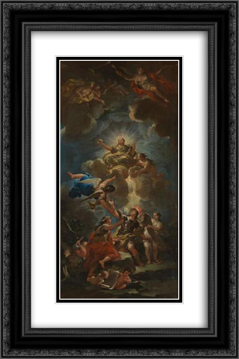 Allegory of Divine Wisdom 16x24 Black Ornate Wood Framed Art Print Poster with Double Matting by Giordano, Luca