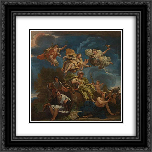Allegory of Prudence 20x20 Black Ornate Wood Framed Art Print Poster with Double Matting by Giordano, Luca